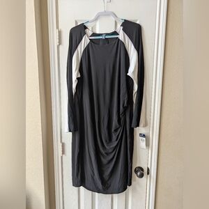 Chaps Black and White Long Sleeve Dress